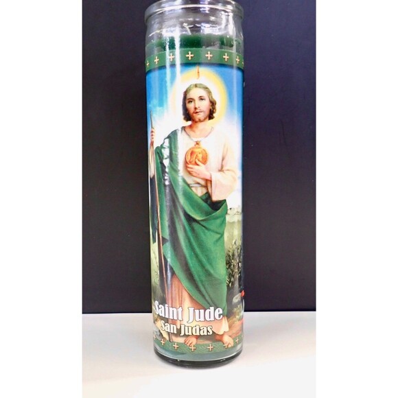 Saint Jude Candle Co. Candle English and Spanish San Judas Tadeo 8" tall New - Picture 4 of 7